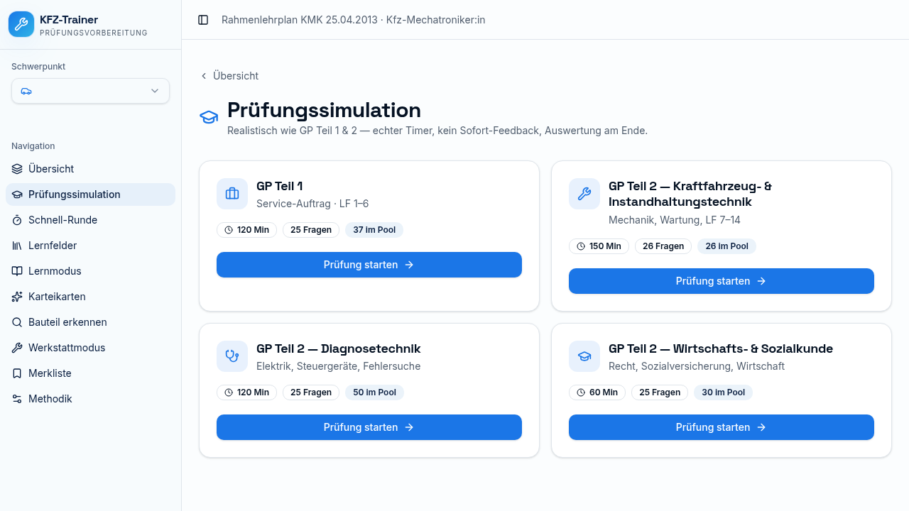 Prüfungssimulation mit GP Teil 1 & 2